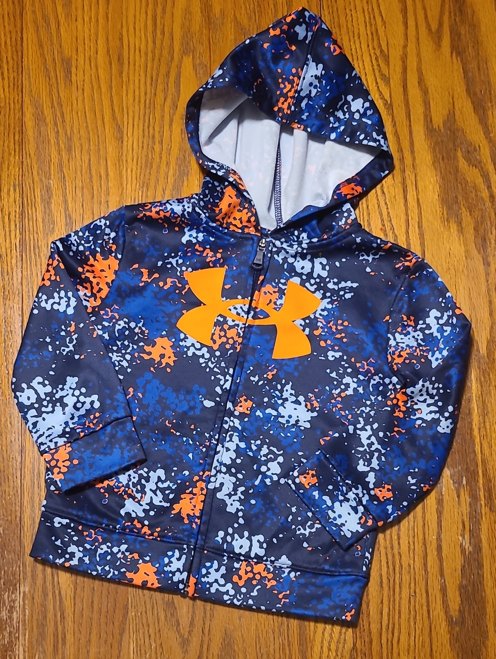 Under Armour Navy Blue & Orange Camo Hooded Zip Hoodie 2T